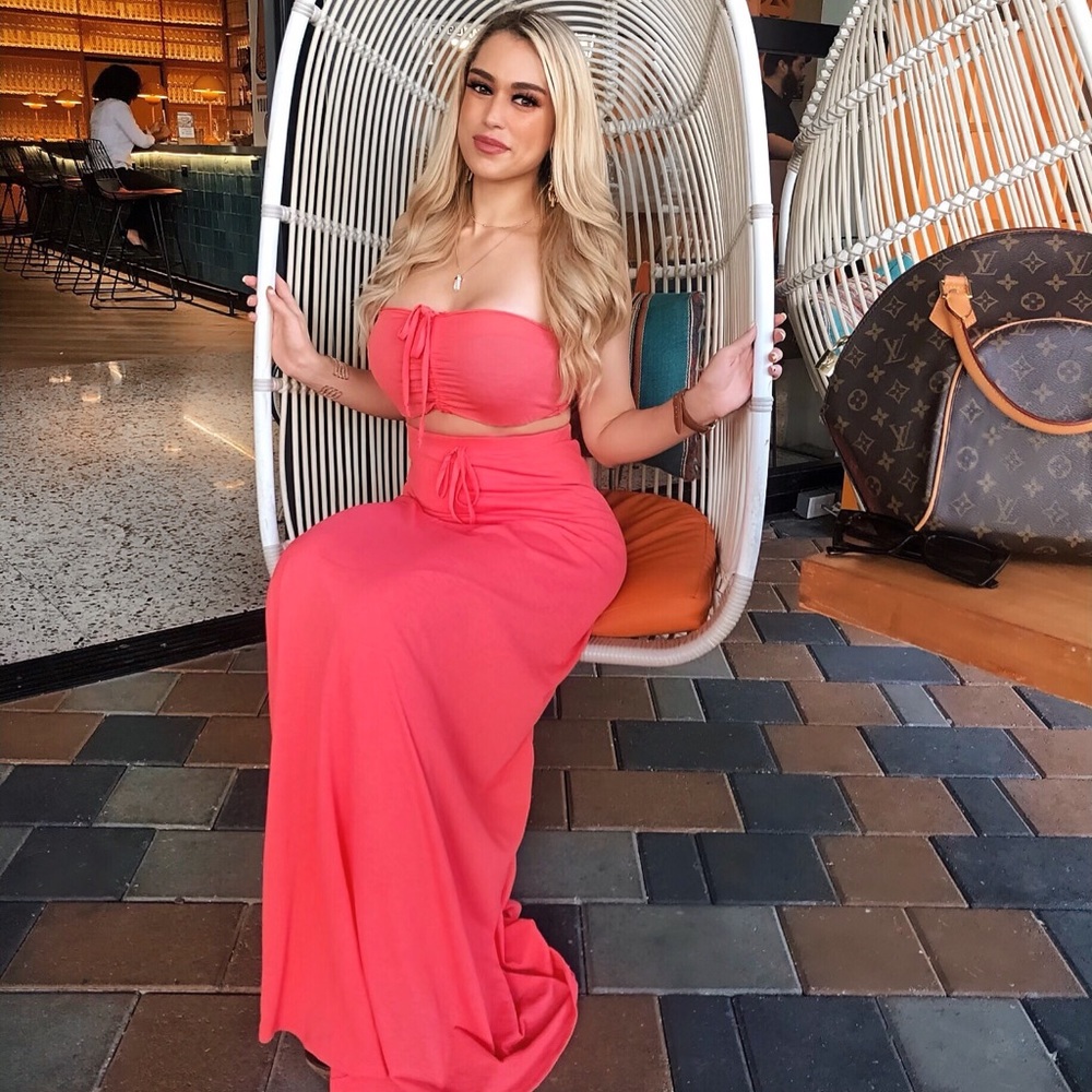 Fashion Nova Coral maxi set (accepting offers)
